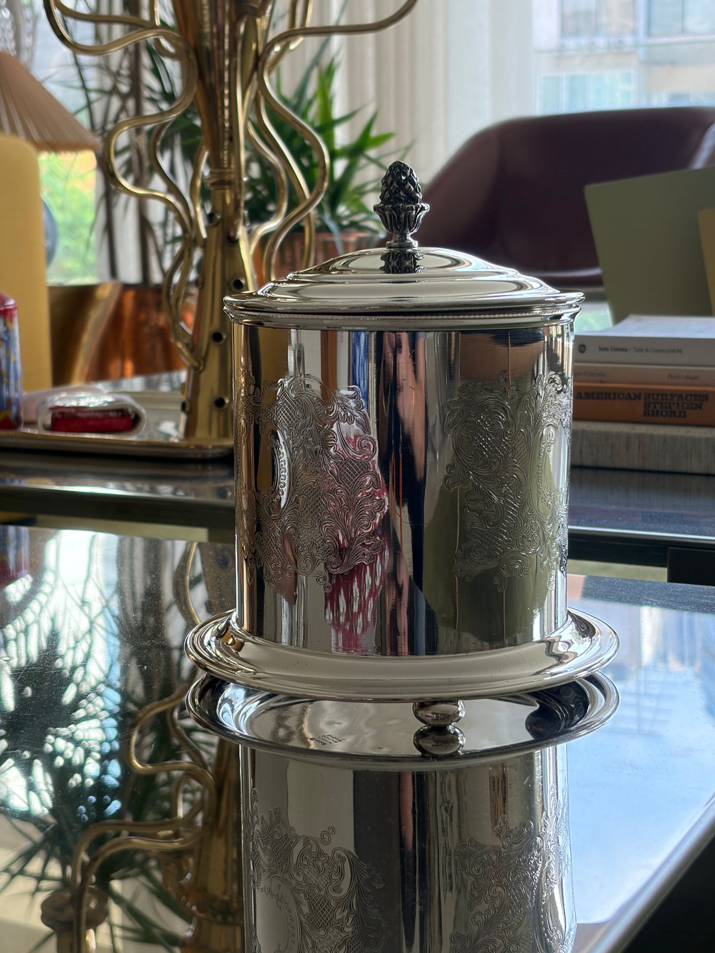 Vintage silver plated cookie jar