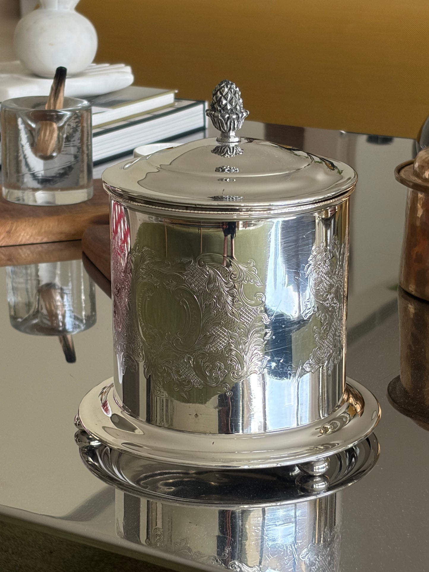 Vintage silver plated cookie jar