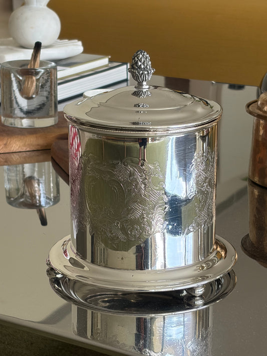 Vintage silver plated cookie jar