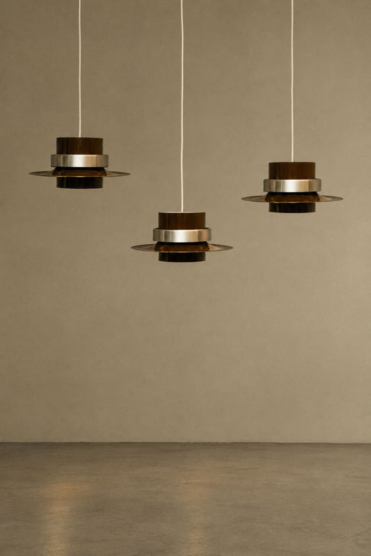 Scandinavian brown ceiling lamp, 1970s