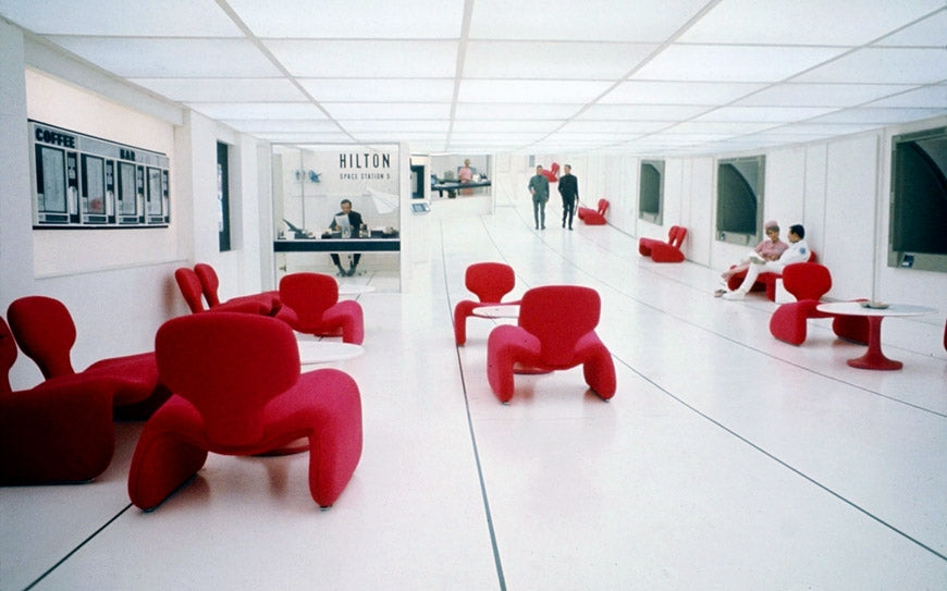 Rare set of 2 Djinn chairs with 2 ottomans by Olivier Mourgue for Airborn, 1970s